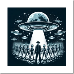 Grey Aliens in a UFO Breaking Bad Posters and Art